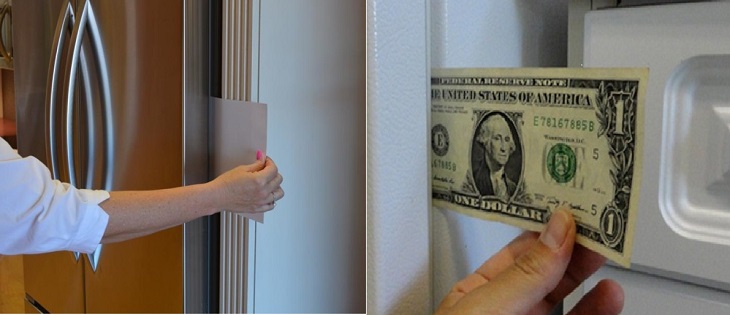 Using paper money to check if the refrigerator is wasting electricity