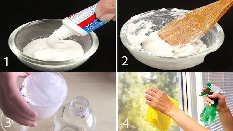 Cách làm dung dịch tẩy rửa từ kem đánh răng và baking soda
