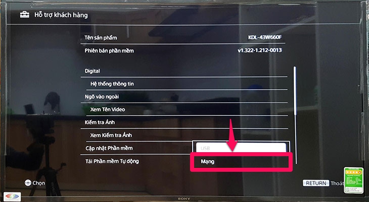 Cách nâng cấp phần mềm cho smart tivi cơ bản Sony 2018 > Cách nâng cấp phần mềm cho smart tivi cơ bản Sony 2018