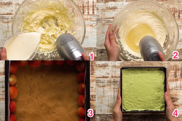 Bước 2 Làm bánh Bánh kem phô mai trà xanh