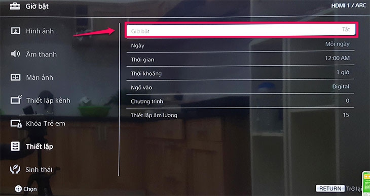 Cách hẹn giờ bật, tắt trên smart tivi cơ bản Sony 2018