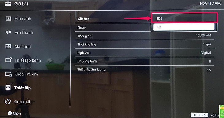 Cách hẹn giờ bật, tắt trên smart tivi cơ bản Sony 2018