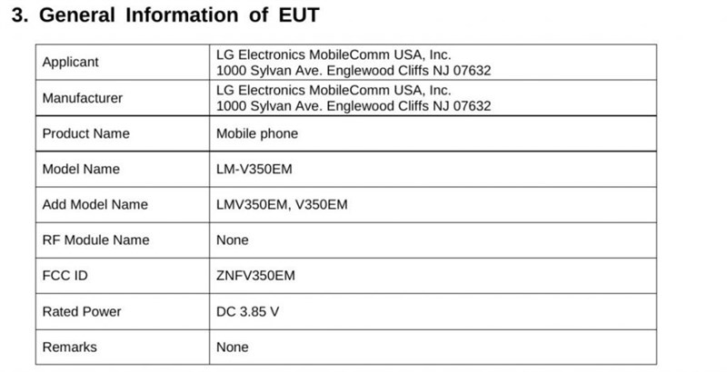 LG V35 ThinQ đạt chứng nhận tại FCC Mỹ LG V35 ThinQ đạt chứng nhận tại FCC Mỹ