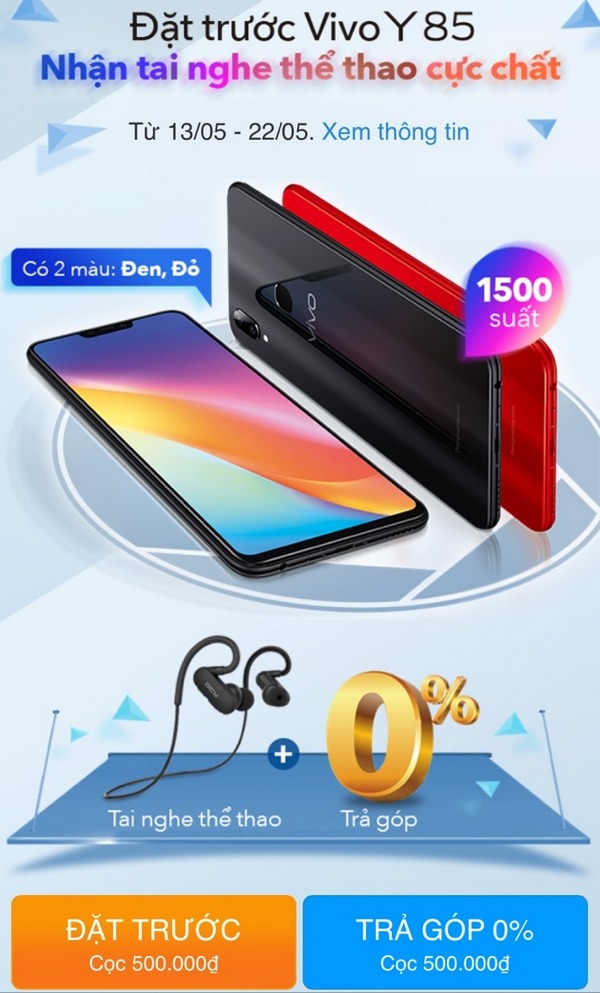 Vivo Y85 màn hình FullView, camera kép mở bán độc quyền tại TGDĐ