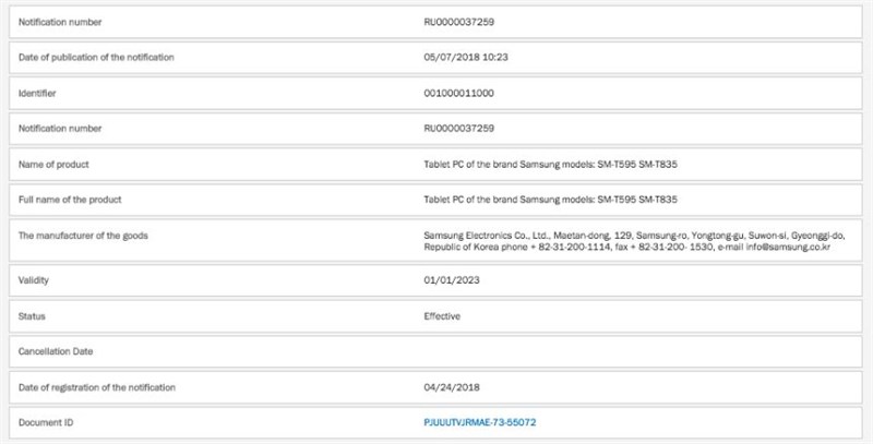 Samsung Galaxy Tab S4 đạt chứng nhận tại Nga, chuẩn bị trình làng?