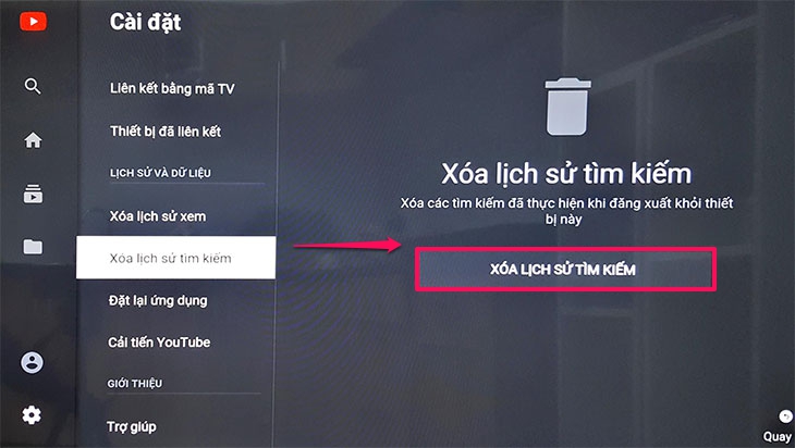 Cách xóa lịch sử xem, tìm kiếm trên Smart tivi cơ bản 2018 > Cách xóa lịch sử xem, tìm kiếm trên Smart tivi cơ bản 2018