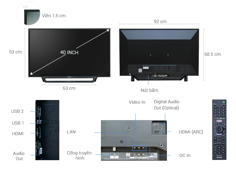 Internet Tivi Sony 40 inch KDL-40W650D