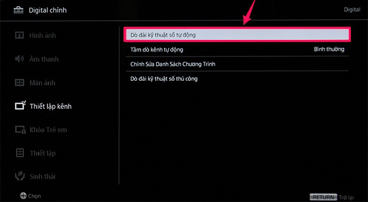 Cách dò kênh trên Smart tivi cơ bản Sony 2018