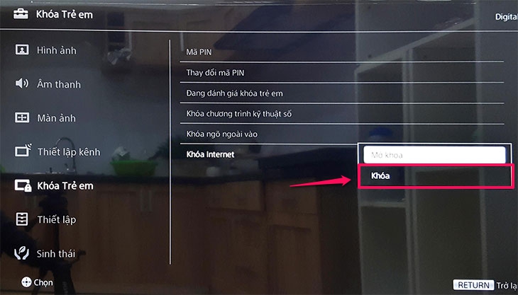 Cách khóa trẻ em vào mạng trên Smart tivi cơ bản 2018 > Cách khóa trẻ em vào mạng trên Smart tivi cơ bản 2018