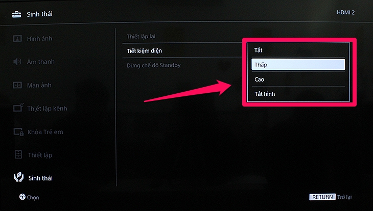 Cách bật tiết kiệm điện trên Smart tivi cơ bản Sony 2018 - tiết kiệm điện