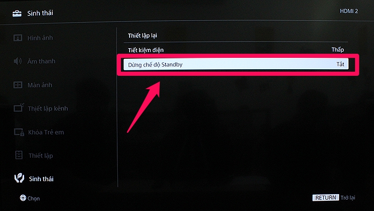 Cách bật tiết kiệm điện trên Smart tivi cơ bản Sony 2018 - standby