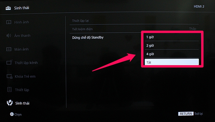 Cách bật tiết kiệm điện trên Smart tivi cơ bản Sony 2018 - standby