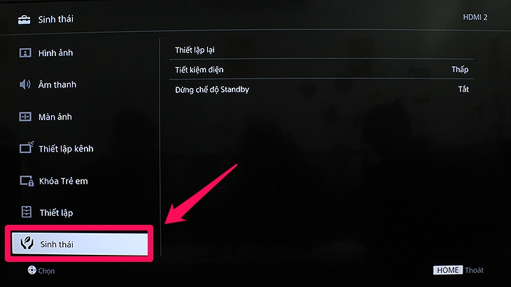 Cách bật tiết kiệm điện trên Smart tivi cơ bản Sony 2018 - sinh thái