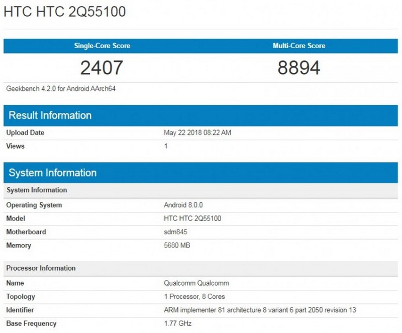 HTC U12+ lộ cấu hình, điểm số sức mạnh trước ngày ra mắt HTC U12+ lộ cấu hình, điểm số sức mạnh trước ngày ra mắt