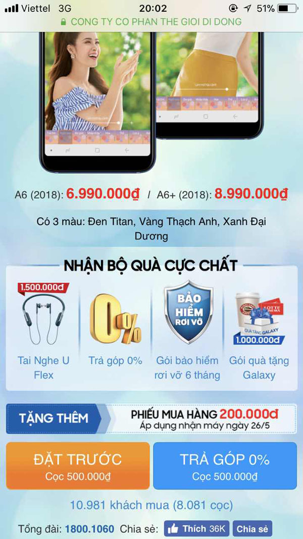 Hơn 10.000 người đã đặt mua Galaxy A6, Galaxy A6+ 2018, bạn mua chưa?