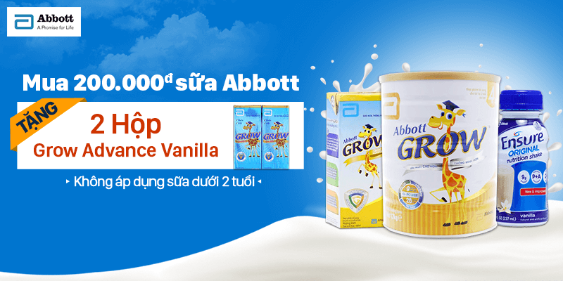 Mua 200.000đ sữa Abbott được tặng 2 hộp sữa Grow Advance Vanilla 180ml