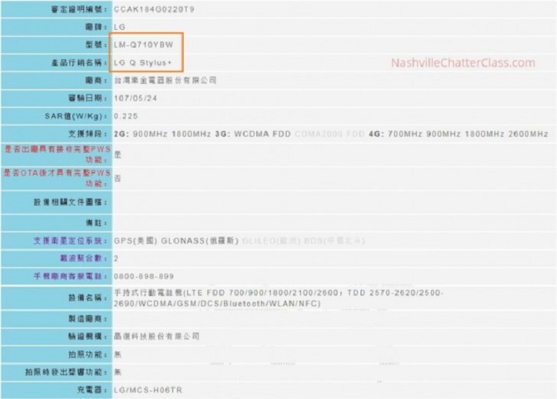 LG Q7 Stylus+ được chứng nhận bởi Ủy ban Truyền thông Quốc gia Đài Loan
