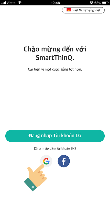 Mở ứng dụng LG SmartThinQ