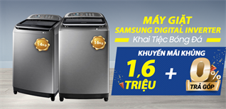 Dòng máy giặt Samsung cửa trước, khối lượng giặt lớn khuyến mãi 1,6 triệu tới 30/06/2018