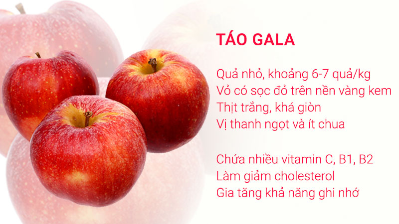 Táo Gala quả vừa, thịt trắng, vị thanh