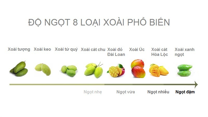 Độ ngọt của 8 loại xoài ở Việt Nam