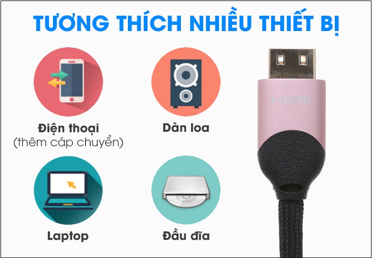 Cách phản chiếu màn hình iPhone lên tivi Sony cực đơn giản và tiện lợi > Cáp HDMI 2.0 Tròn 2.0m Xmobile DS204-WB