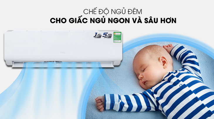 Máy lạnh TCL 1 HP TAC-N09CS/KC41 được trang bị chế độ ngủ đêm Sleep với giá bán 6.490.000 đồng (cập nhật 03/12/2022, có thể thay đổi theo thời gian)