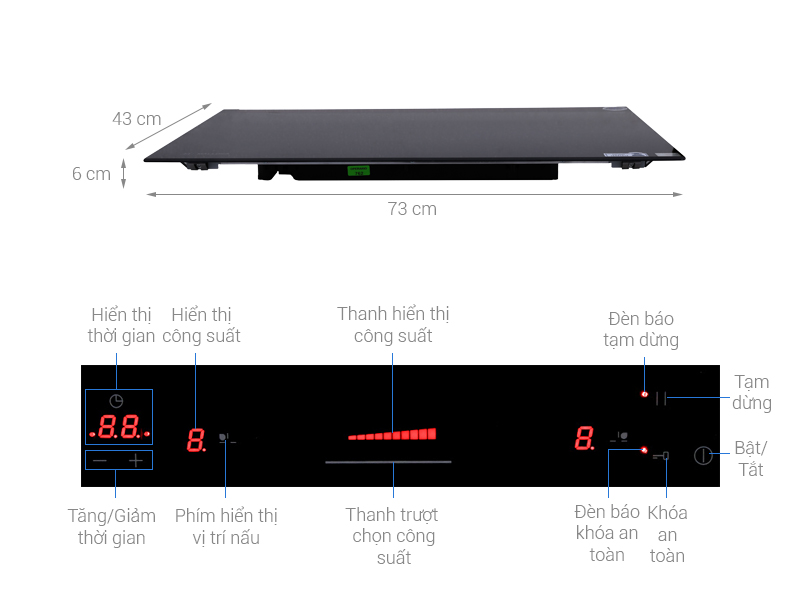 Bếp từ đôi Malloca MI 732 SL