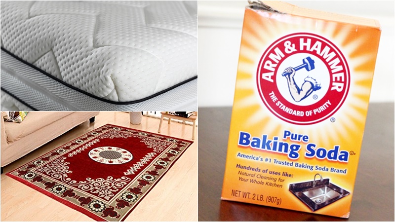 Rắc baking soda lên nệm, thảm trải sàn giúp làm sạch bụi bẩn, nấm mốc, vi khuẩn hiệu quả