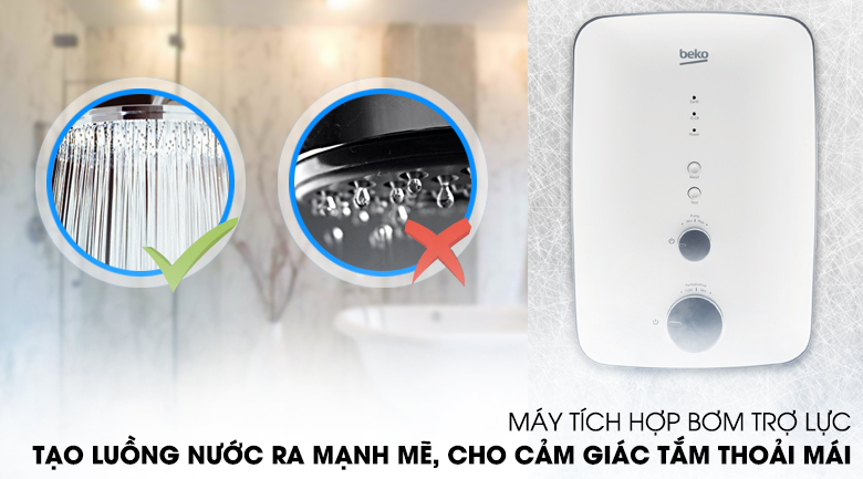 Sản phẩm tích hợp bơm trợ lực phù hợp với những khu vực áp lực nước thấp