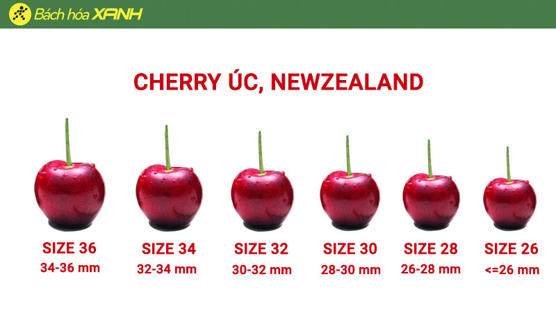 Cách tính size của cherry Úc, Newzealand