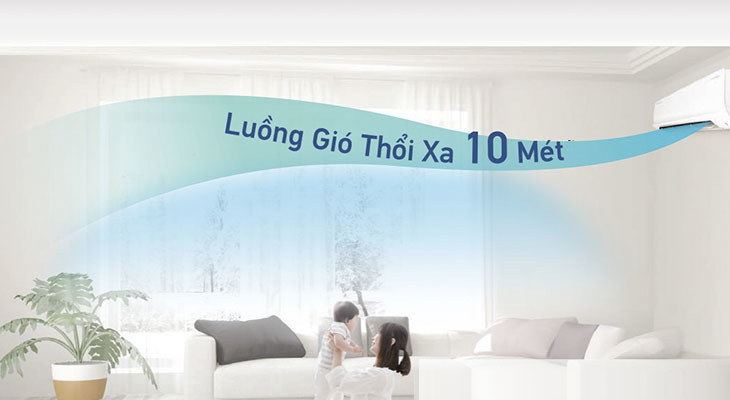 Công nghệ thổi gió Coanda trên máy lạnh Sharp cho luồng gió thổi xa đến 10m