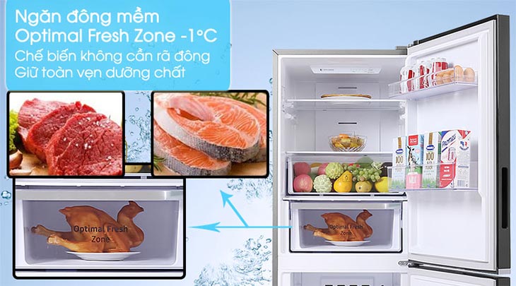 Chế biến ngay không cần rã đông nhờ ngăn đông mềm Optimal Fresh Zone -1°C