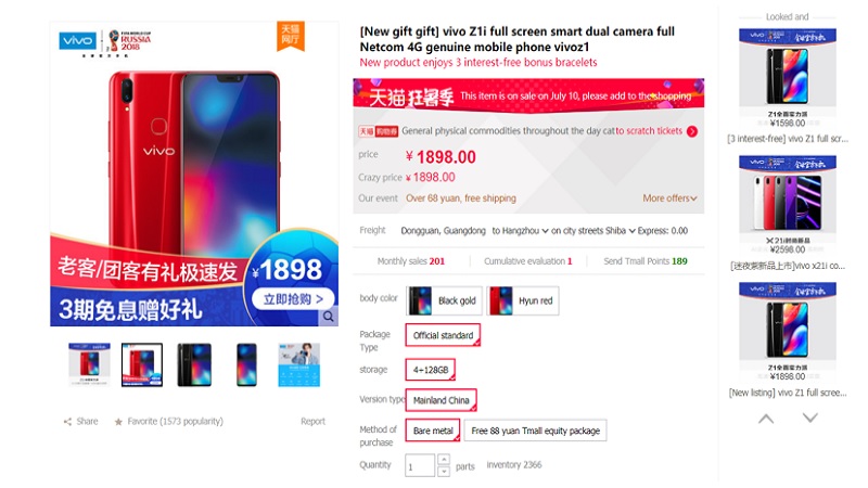 Vivo Z1i màn hình tai thỏ, Snapdragon 636, camera kép giá 6.5 triệu Vivo Z1i là chiếc smartphone thứ hai trong Z-series của Vivo. Nó đã được ra mắt gần đây và bây giờ chính thức được bày bán trên T-mall với giá khoảng 6.5 triệu đồng.