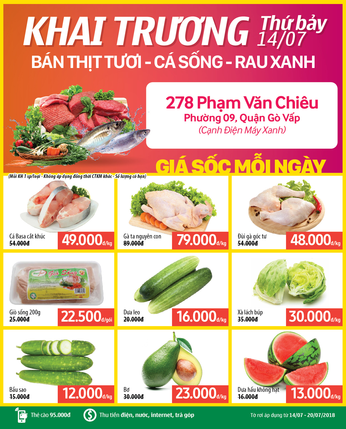Siêu thị Bách hoá XANH 278 Phạm Văn Chiêu tưng bừng khai trương vào ngày 14/07/2018