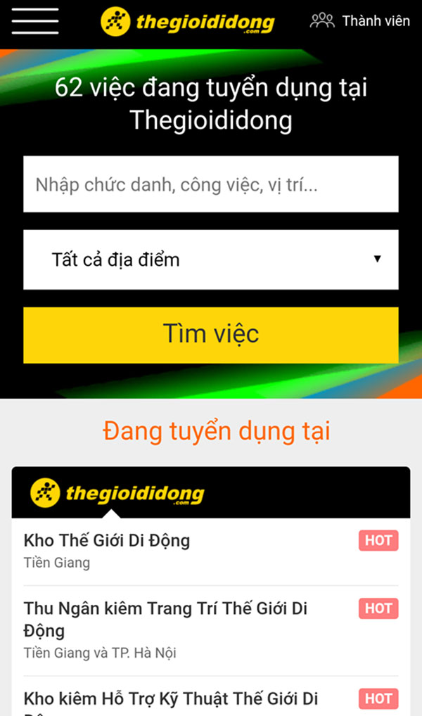Cách ứng tuyển việc làm tại Thế Giới Di Động