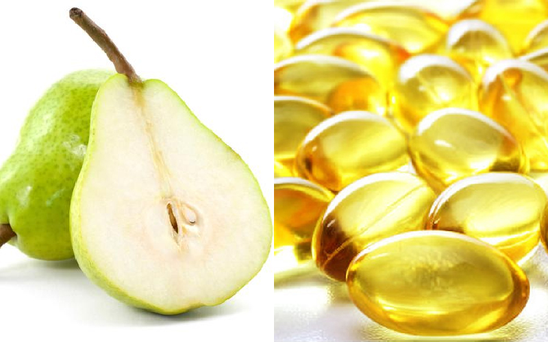 Quả lê chứa nhiều các hợp chất thực vật kết hợp cùng với vitamin E giúp trẻ hóa làn da đồng thời chống oxy hóa cực mạnh, thích hợp với những mẹ bầu có vùng da rạn lớn.