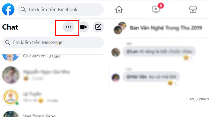 1 phút để khôi phục tin nhắn đã xóa trên Zalo, Facebook, Viber, iPhone > Tại đây bạn hãy chọn tiếp vào biểu tượng ba chấm 