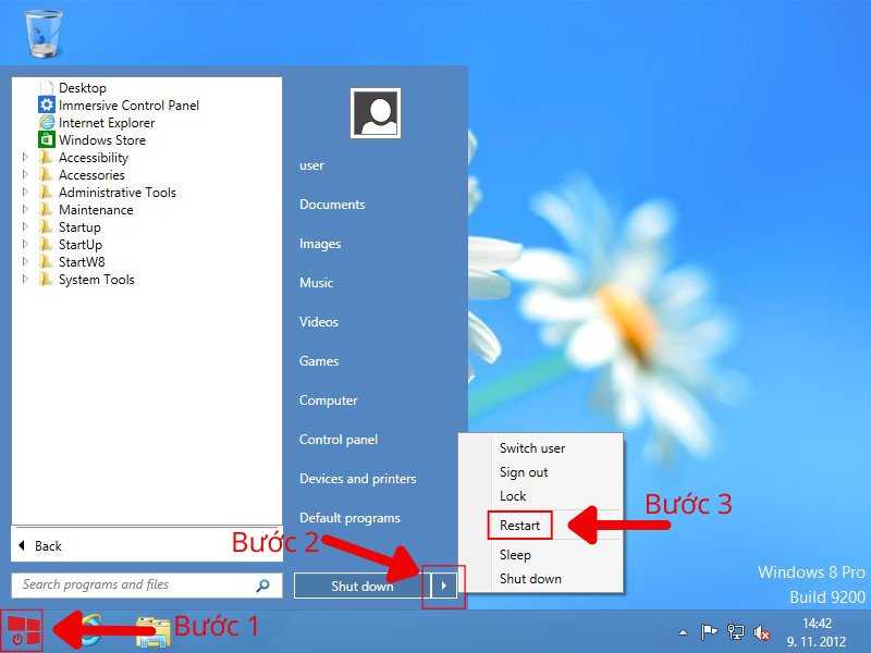 Khởi động laptop Windows 7,8