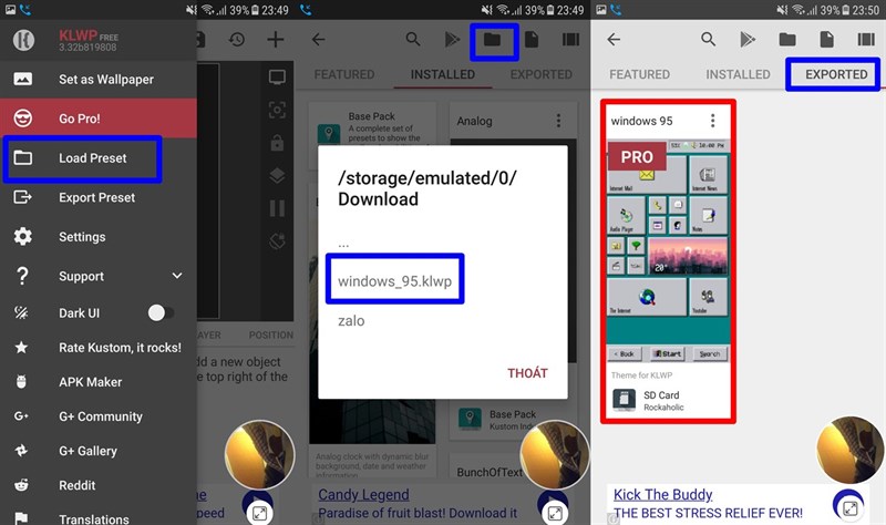 Cài Windows Mobile 95 KLWP theme
