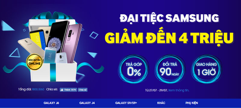 Đại tiệc Samsung cuối tuần, smartphone giảm đến 4 triệu đồng Đại tiệc Samsung cuối tuần, smartphone giảm đến 4 triệu đồng