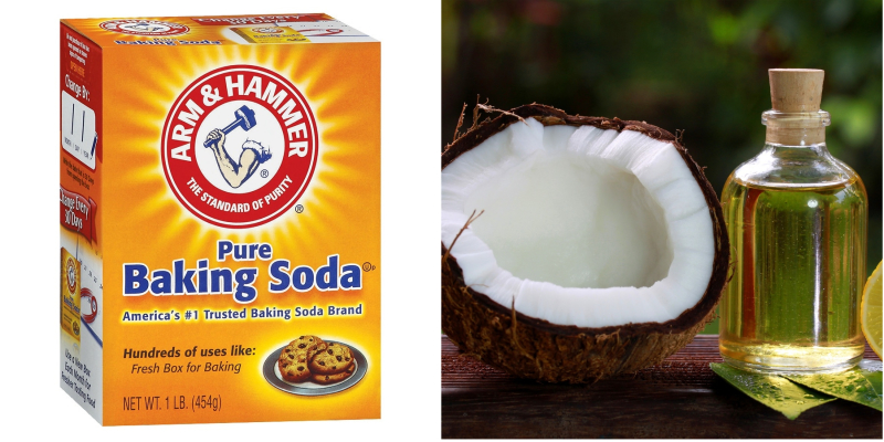 Trộn baking soda với dầu dựa tạo hỗn hợp sệt, massage da 5p và rửa bằng nước ấm để tẩy tế bào chết