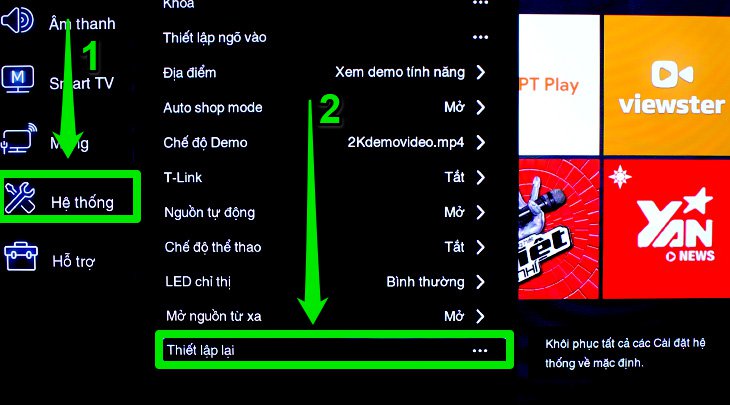 Khôi phục cài đặt gốc cho tivi TCL chạy hệ điều hành TV+OS