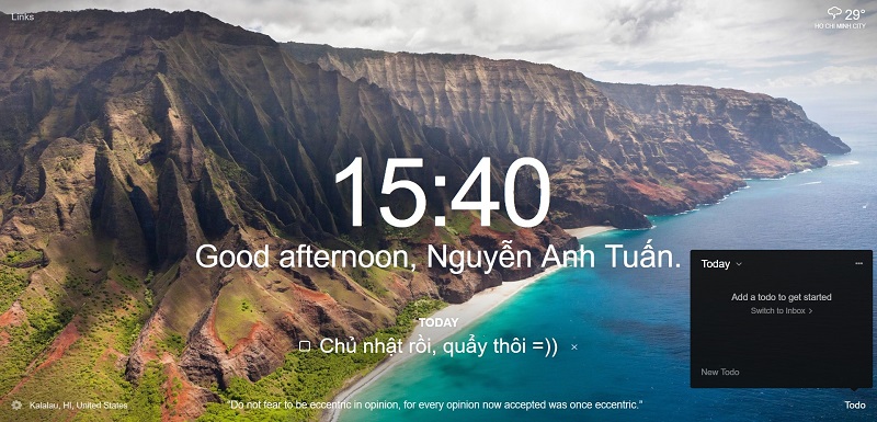 Thêm tiện ích màn hình chờ, thời tiết, nhắc việc tiện lợi trên Chrome
