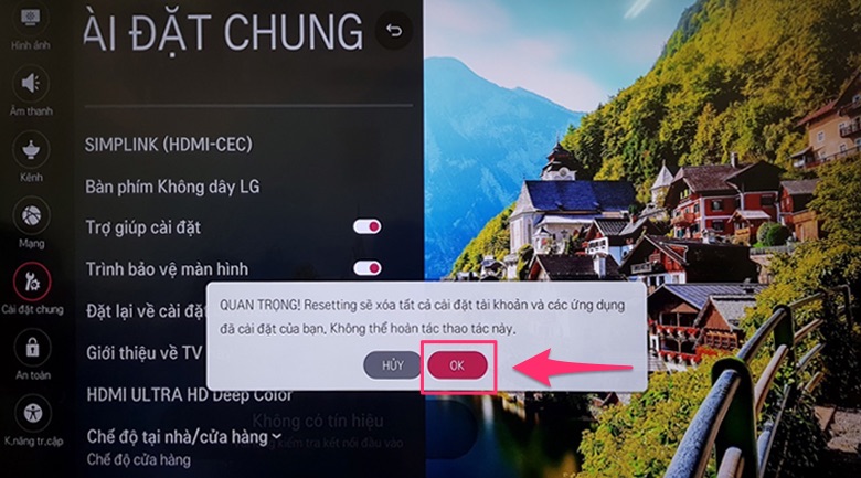 Cách khôi phục cài đặt gốc cho tivi LG