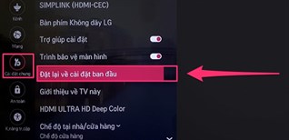 Cách khôi phục cài đặt gốc cho tivi LG chạy hệ điều hành WebOS