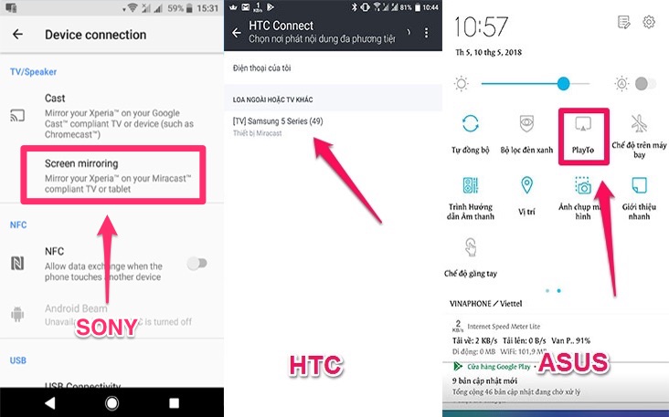 Giao diện chiếu màn hình trên điện thoại