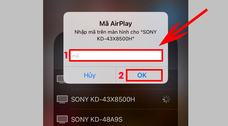 Nhập mật mã trên tivi vào điện thoại 