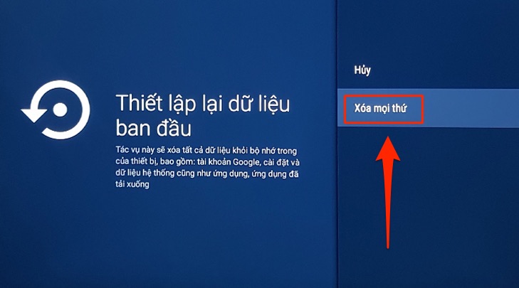 Cách khôi phục cài đặt gốc trên Android tivi Sony 2018 > Cách khôi phục cài đặt gốc trên Android tivi Sony 2018