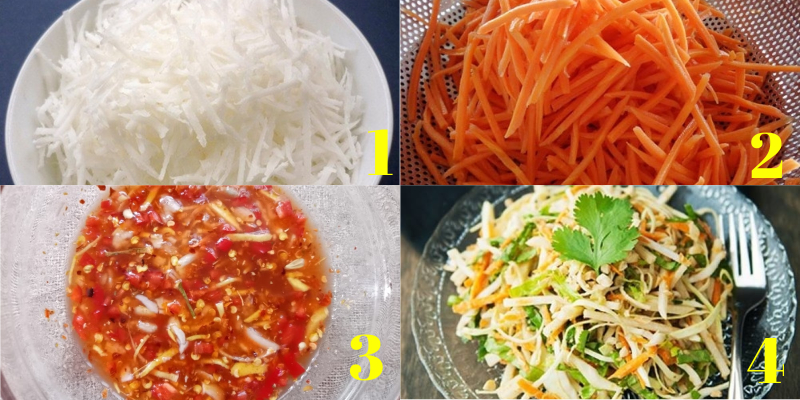 Salad củ đậu cà rốt được chế biến từ nguyên liệu chính là củ đậu và cà rốt cùng một số gia vị khác, lạ miệng và thích hợp để giảm cân